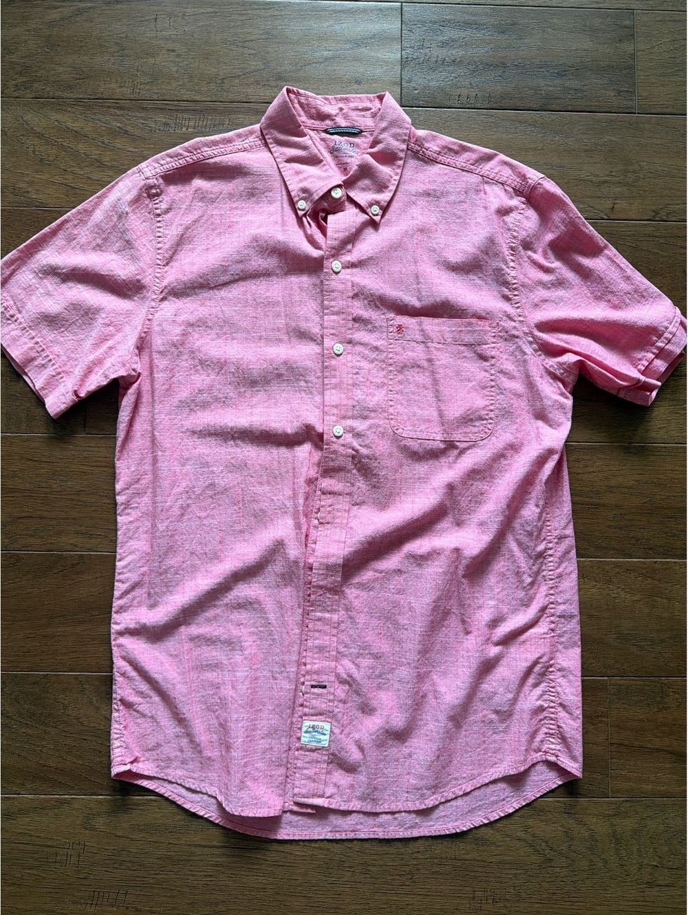 IZOD Saltwater Men’s Pink Short Sleeve Button Down Shirt Size L Casual